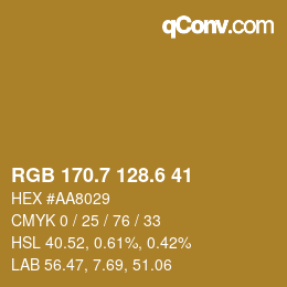 カラーコード: RGB 170.7 128.6 41 | qconv.com