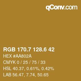 カラーコード: RGB 170.7 128.6 42 | qconv.com