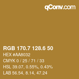 カラーコード: RGB 170.7 128.6 50 | qconv.com
