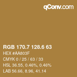 カラーコード: RGB 170.7 128.6 63 | qconv.com