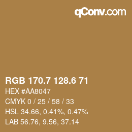 カラーコード: RGB 170.7 128.6 71 | qconv.com