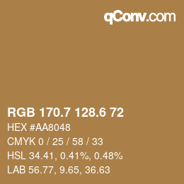 カラーコード: RGB 170.7 128.6 72 | qconv.com