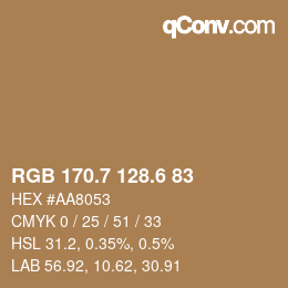 カラーコード: RGB 170.7 128.6 83 | qconv.com