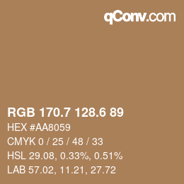 カラーコード: RGB 170.7 128.6 89 | qconv.com