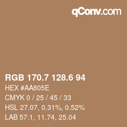 カラーコード: RGB 170.7 128.6 94 | qconv.com