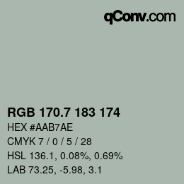 カラーコード: RGB 170.7 183 174 | qconv.com