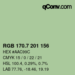 カラーコード: RGB 170.7 201 156 | qconv.com