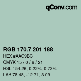 カラーコード: RGB 170.7 201 188 | qconv.com