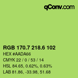 カラーコード: RGB 170.7 218.6 102 | qconv.com