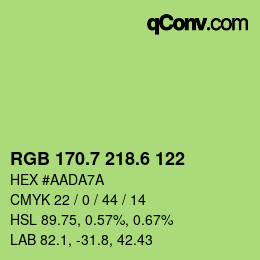カラーコード: RGB 170.7 218.6 122 | qconv.com
