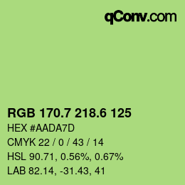 カラーコード: RGB 170.7 218.6 125 | qconv.com