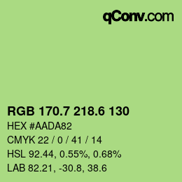 カラーコード: RGB 170.7 218.6 130 | qconv.com
