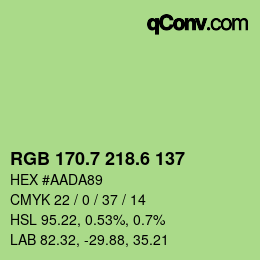 カラーコード: RGB 170.7 218.6 137 | qconv.com