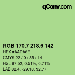 カラーコード: RGB 170.7 218.6 142 | qconv.com
