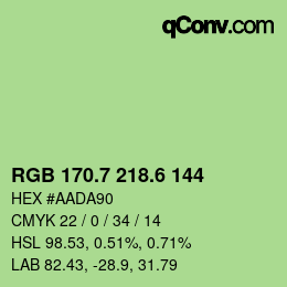 カラーコード: RGB 170.7 218.6 144 | qconv.com
