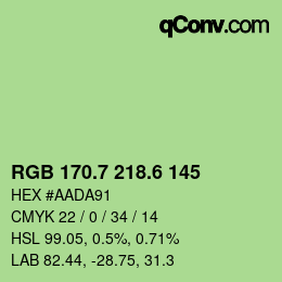 カラーコード: RGB 170.7 218.6 145 | qconv.com
