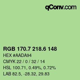カラーコード: RGB 170.7 218.6 148 | qconv.com