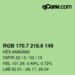 カラーコード: RGB 170.7 218.6 149 | qconv.com