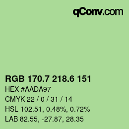 カラーコード: RGB 170.7 218.6 151 | qconv.com