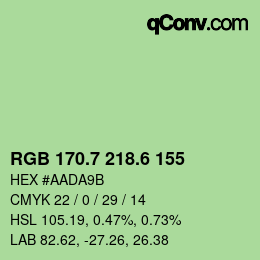 カラーコード: RGB 170.7 218.6 155 | qconv.com