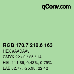 カラーコード: RGB 170.7 218.6 163 | qconv.com