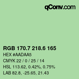 カラーコード: RGB 170.7 218.6 165 | qconv.com