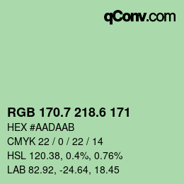 カラーコード: RGB 170.7 218.6 171 | qconv.com
