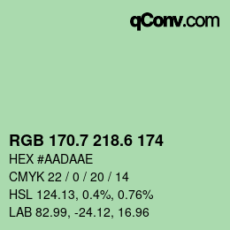 カラーコード: RGB 170.7 218.6 174 | qconv.com