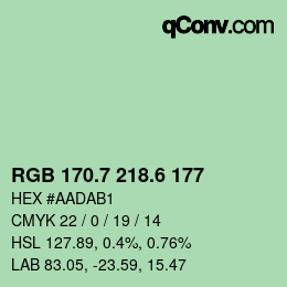 カラーコード: RGB 170.7 218.6 177 | qconv.com
