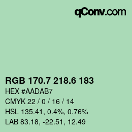 カラーコード: RGB 170.7 218.6 183 | qconv.com