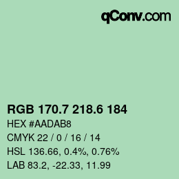 カラーコード: RGB 170.7 218.6 184 | qconv.com