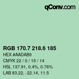 カラーコード: RGB 170.7 218.6 185 | qconv.com