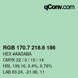 カラーコード: RGB 170.7 218.6 186 | qconv.com