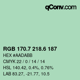 カラーコード: RGB 170.7 218.6 187 | qconv.com