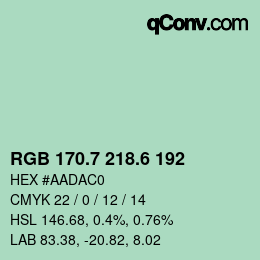 カラーコード: RGB 170.7 218.6 192 | qconv.com