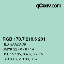 カラーコード: RGB 170.7 218.6 201 | qconv.com