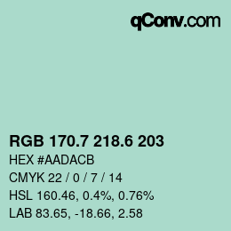 カラーコード: RGB 170.7 218.6 203 | qconv.com