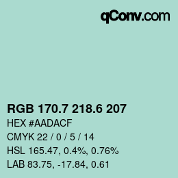 カラーコード: RGB 170.7 218.6 207 | qconv.com