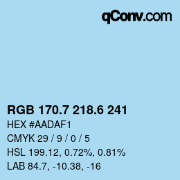 カラーコード: RGB 170.7 218.6 241 | qconv.com