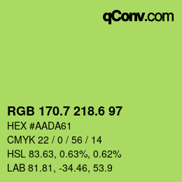 カラーコード: RGB 170.7 218.6 97 | qconv.com