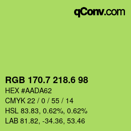 カラーコード: RGB 170.7 218.6 98 | qconv.com