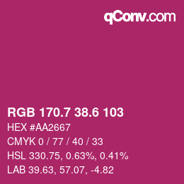 カラーコード: RGB 170.7 38.6 103 | qconv.com