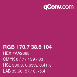 カラーコード: RGB 170.7 38.6 104 | qconv.com