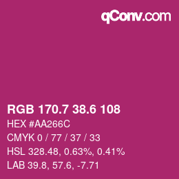 カラーコード: RGB 170.7 38.6 108 | qconv.com