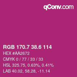 カラーコード: RGB 170.7 38.6 114 | qconv.com