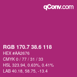 カラーコード: RGB 170.7 38.6 118 | qconv.com