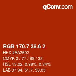 カラーコード: RGB 170.7 38.6 2 | qconv.com