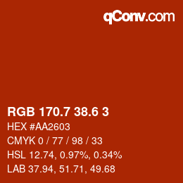 カラーコード: RGB 170.7 38.6 3 | qconv.com