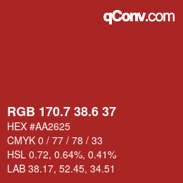 カラーコード: RGB 170.7 38.6 37 | qconv.com