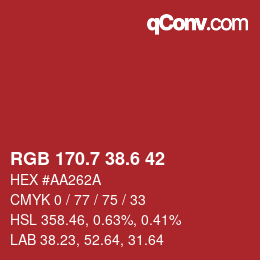 カラーコード: RGB 170.7 38.6 42 | qconv.com